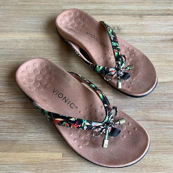 Vionic Bella II Black Toe-Post Sandal Flip Flop Women's Size 6 Tropical - Picture 6 of 10